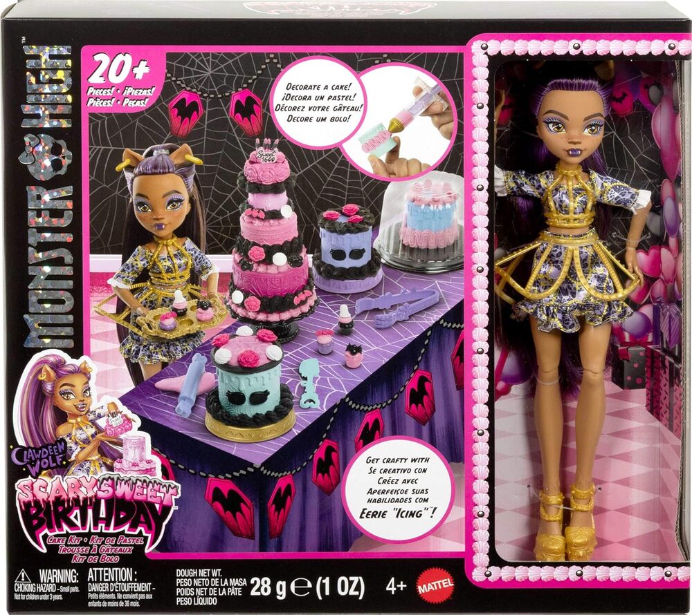 NEW Monster High Scary Sweet Birthday Cake Kit Clawdeen Wolf Doll Playset